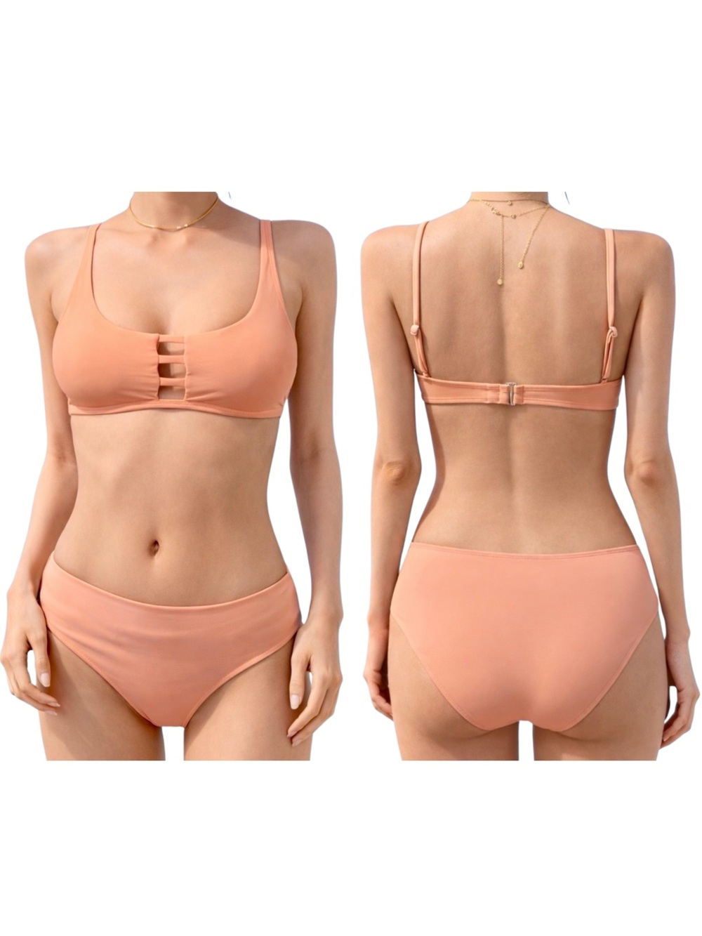 CUPSHE Peach Cutout Bikini Set • Size Large • NEW WITH TAGS